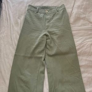 Sage green wide leg trousers